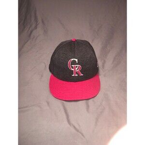Colorado Rockies New Era Authentics Baseball Cap - Fitted Size 7 - EUC PINK GRAY